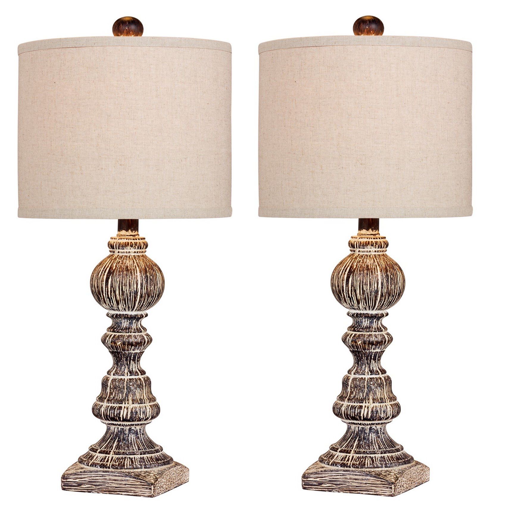 Cottage Antique Brown Resin 26 inches Table Lamp, Set 2, BROWN, hi-res image number 0