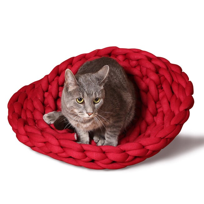 Knitted Pet Bed, RED BLACK, hi-res image number null