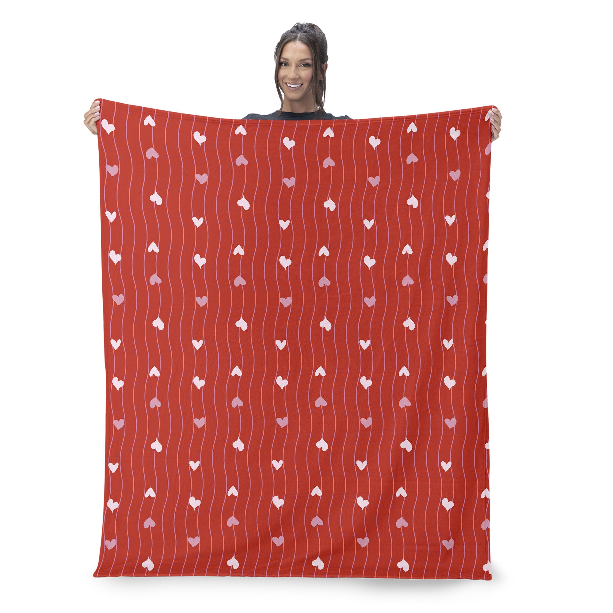 Valentine's Day Line Hearts Silk Touch Throw Blanket 50x60 Inches, LINE HEARTS, on-hover image number 1