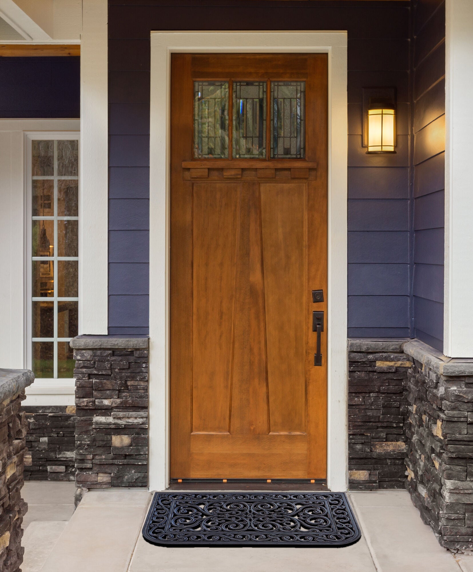 Wrought Iron Rubber Entrance Mat 18x30, TUSCANY BLACK, hi-res image number 0