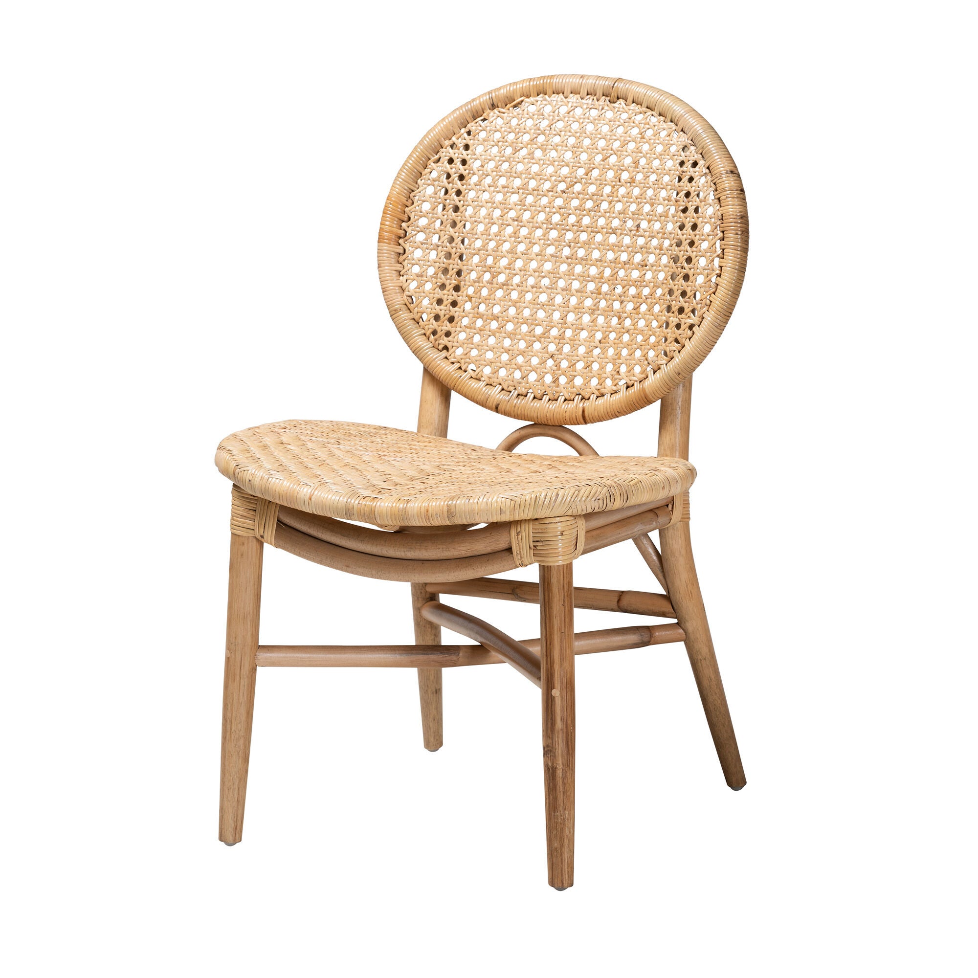 Osaka Modern Bohemian Natural Brown Rattan Dining Chair, NATURAL BROWN, alternate image number 2