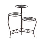 Set Of 3 Brown Metal Traditional Plantstand, , on-hover image number null