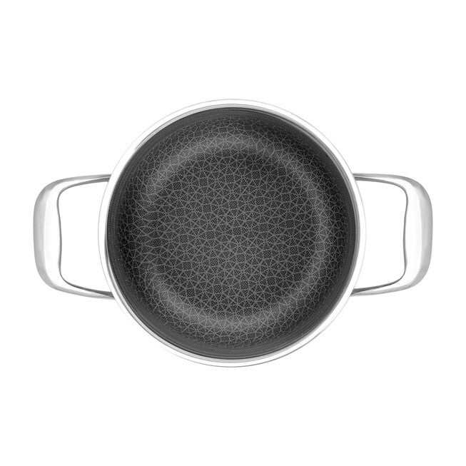 LIVWELL DiamondClad™ 3 Quart Hybrid Nonstick Stainless Steel Stock Pot and Lid, Dishwasher Safe, PFOA-free – Silver/Black, SILVER, alternate image number null