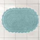 Oval Crochet Bath Rug, POOL BLUE, hi-res image number 0