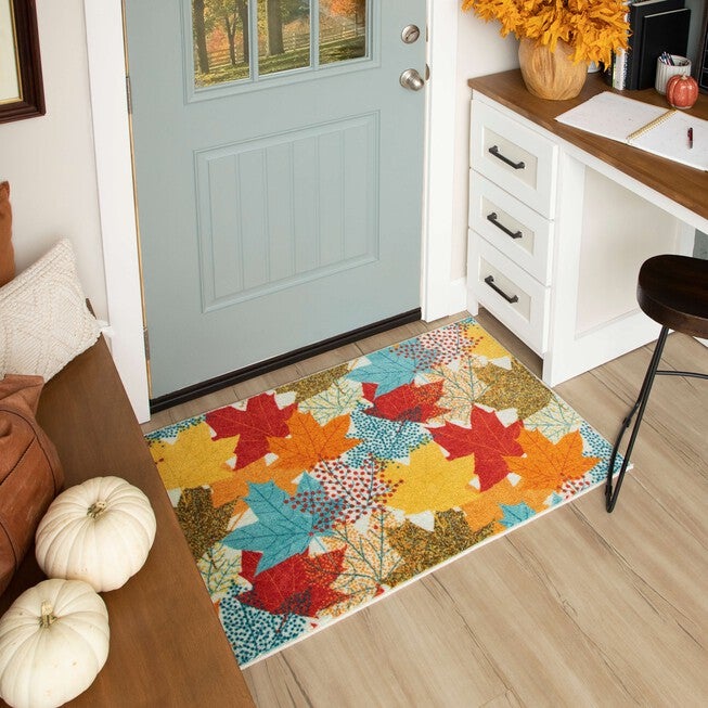 Multi-Color Leaves Kitchen Rug, , alternate image number null