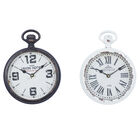 Set Of 2 Brown Metal Vintage Wall Clock, BROWN, hi-res image number null