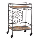 Brown Chinese Fir and Metal Industrial Bar Cart, 30x20x15, , alternate image number null