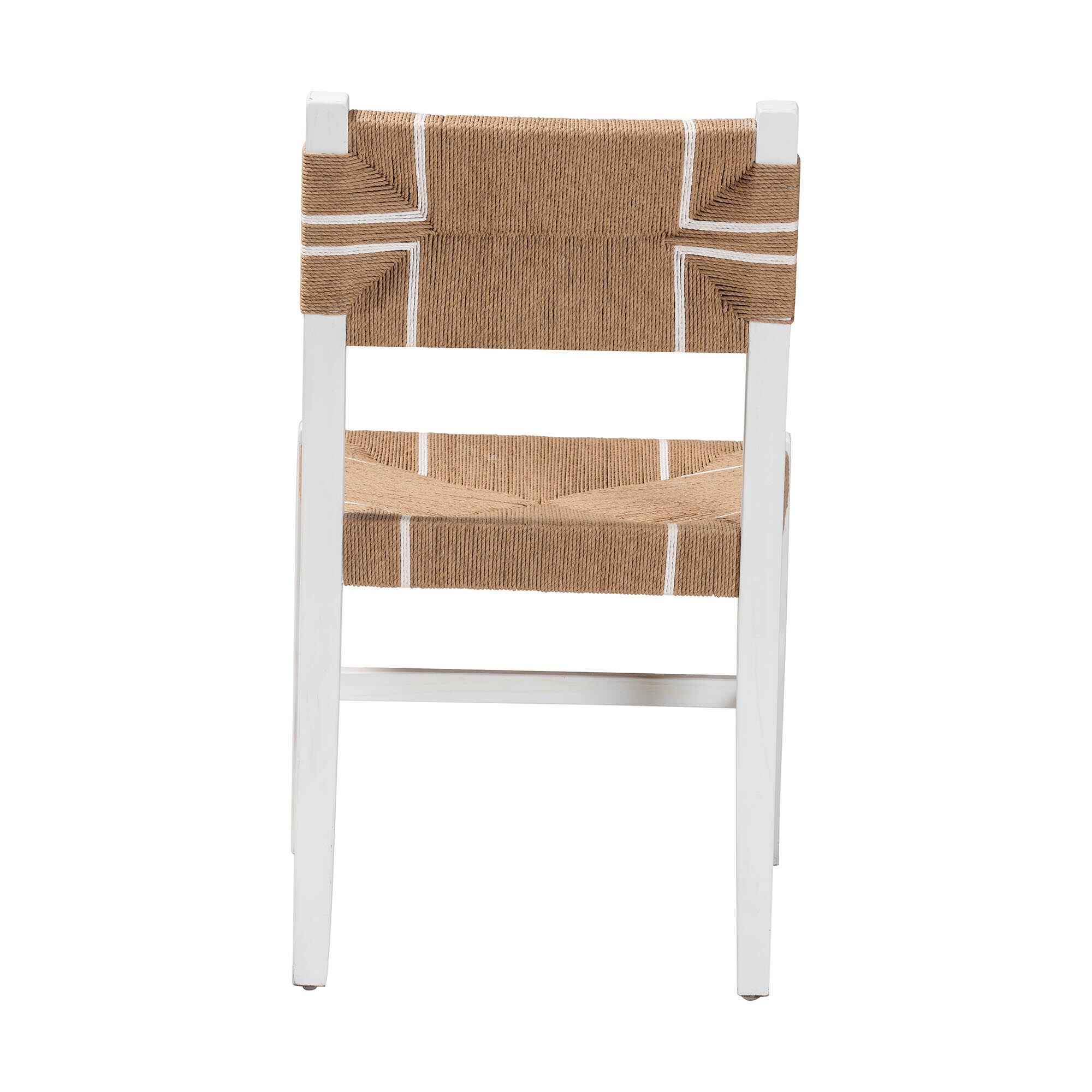 Talli Bohemian Paper Loom and White Mahogany Wood Dining Chair, BROWN, alternate image number 4