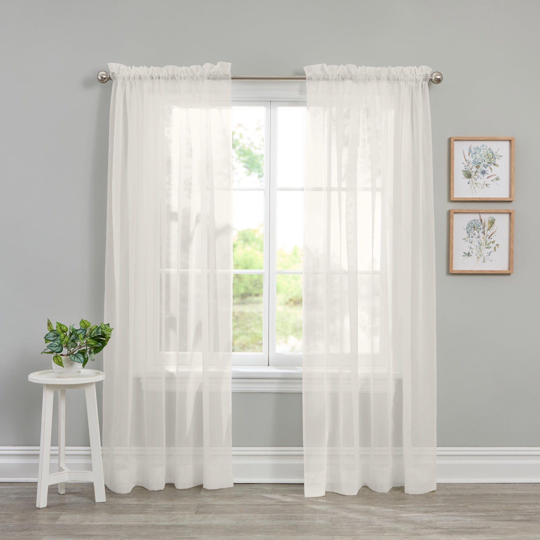 BH Studio Sheer Voile Rod-Pocket Panels, Set of 2