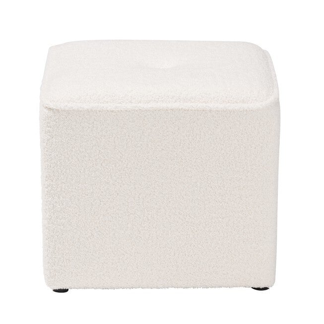 Isaiah Modern And Contemporary Ivory Boucle Upholstered Ottoman, , on-hover image number null