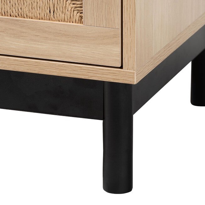 Cherelle Mid-Century Modern Light Brown And Black 2-Drawer End Table, , alternate image number 5