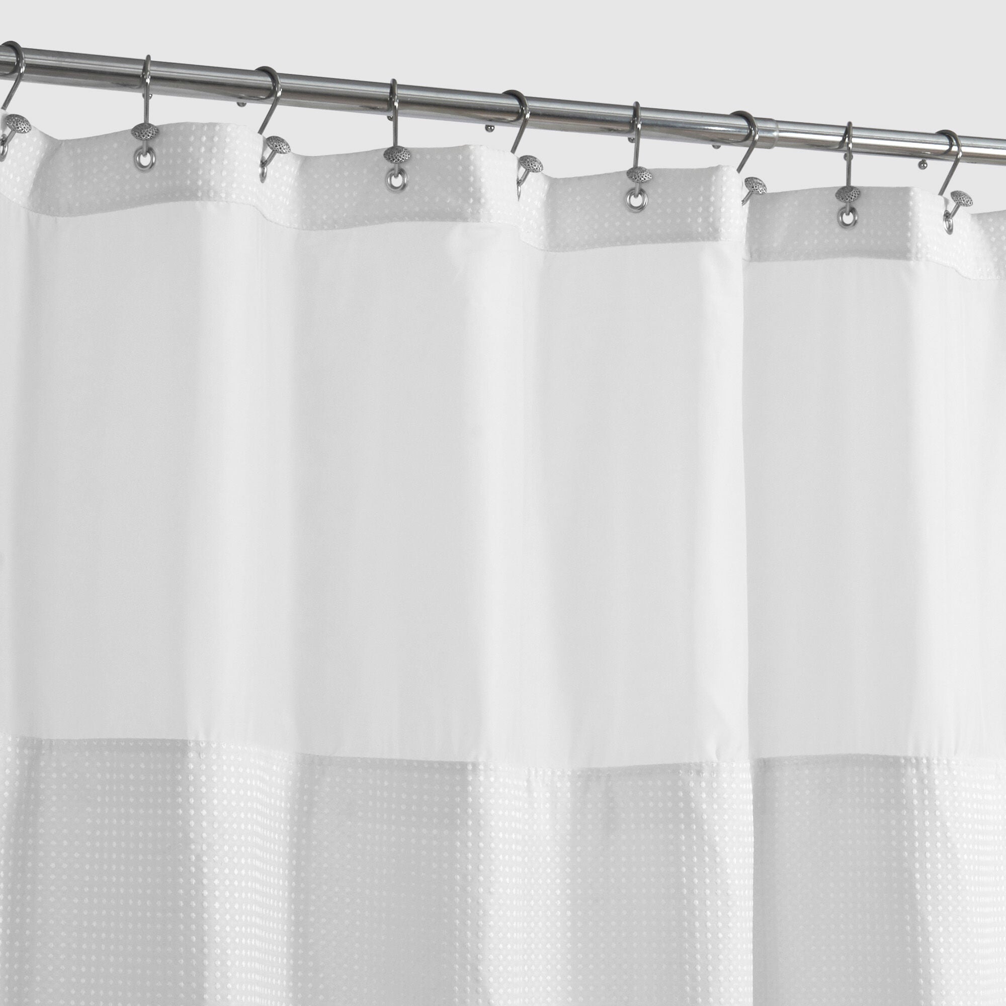 Dobby Waffle Shower Curtain with Snap-in Liner, Hooks included, WHITE, alternate image number 3