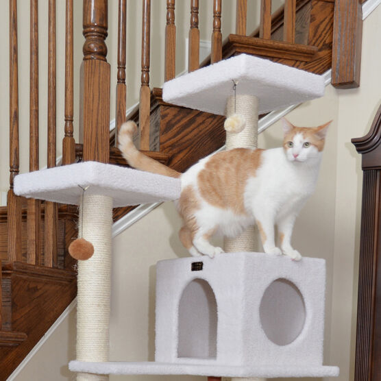 Classic 73" Real Wood Cat Tree Four Levels With Swing, Hammock, Condo, Perch, , alternate image number null