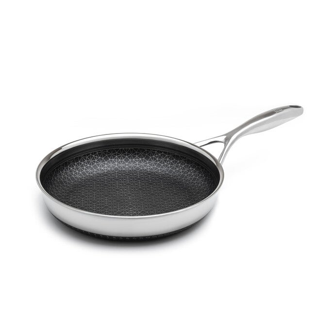 LIVWELL DiamondClad™ 10 inches Hybrid Nonstick Stainless Steel Frying Pan, Dishwasher Safe, PFOA-free – Silver/Black, SILVER, hi-res image number null