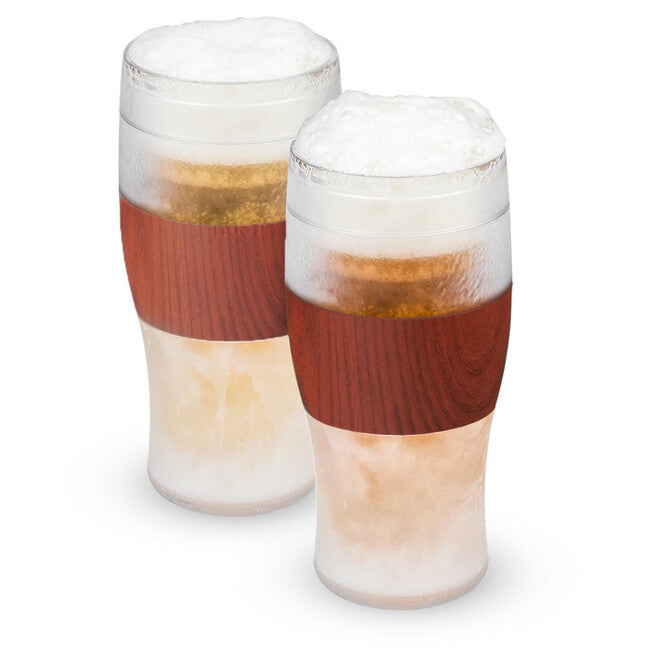 Beer Freeze Cooling Cups (Set Of 2) In Wood By, WOOD, hi-res image number 0