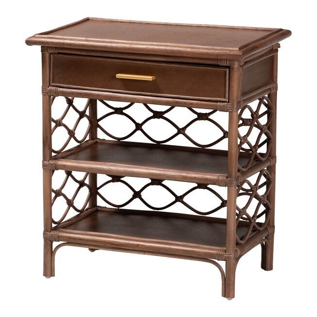 Akane Natural Rattan Nightstand, White, BROWN, alternate image number null