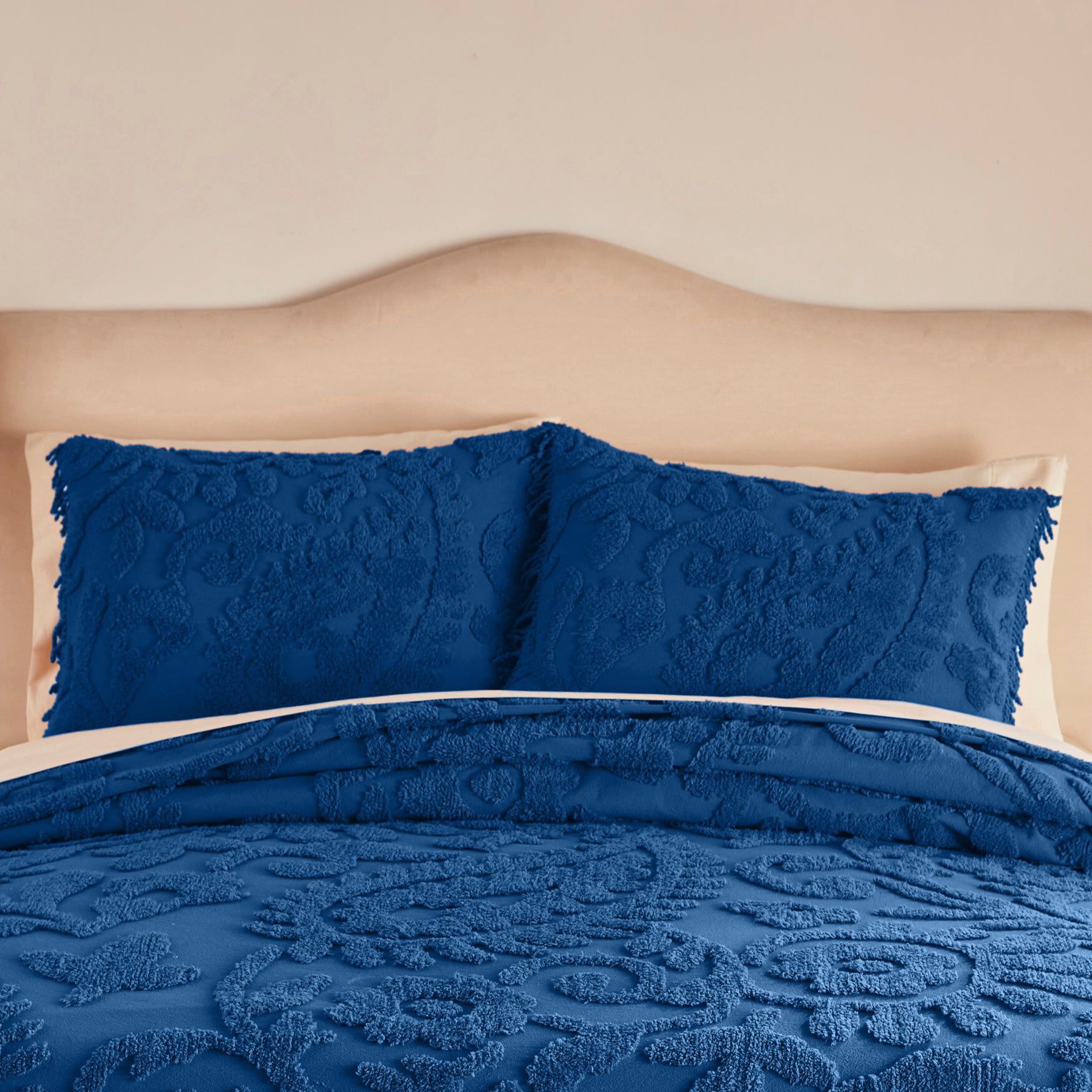 Paisley Chenille Standard Sham, NAVY, hi-res image number 0