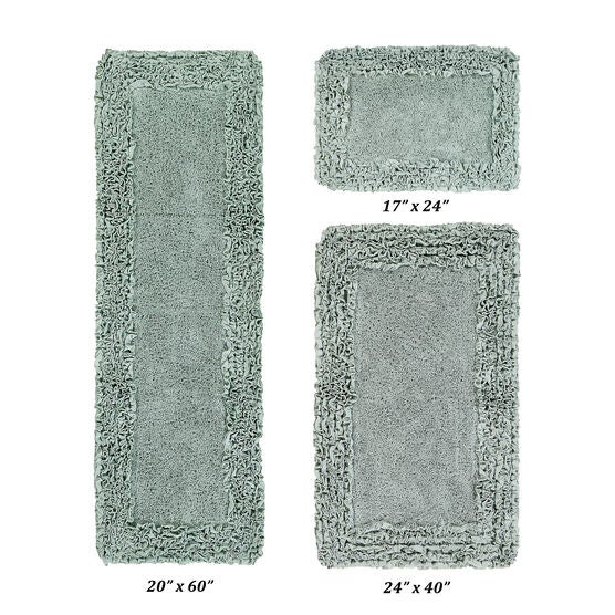 Shaggy Border Bath Rug Mat, 3 Pc Set, (17" X 24" | 24" X 40" | 20" X 60"), SAGE, hi-res image number null
