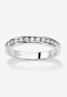 Sterling Silver Simulated Birthstone Stackable Eternity Ring, APRIL, hi-res image number null