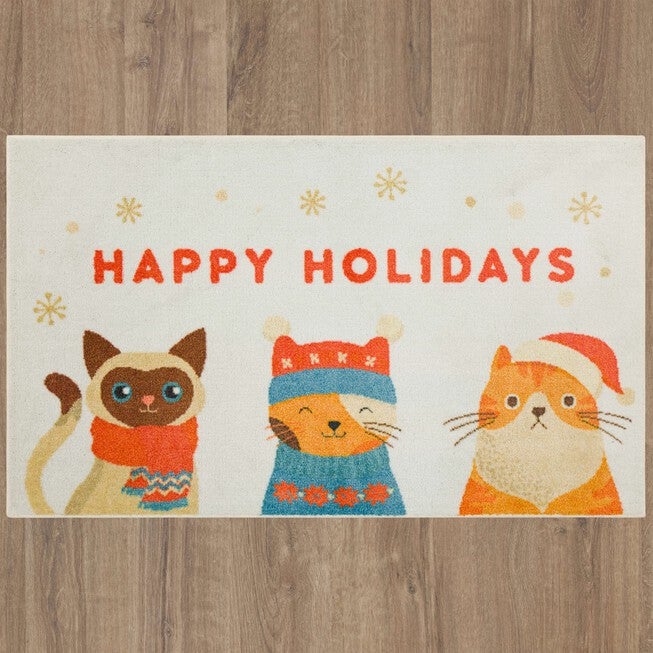 Holiday Cats Kitchen Rug, , alternate image number null