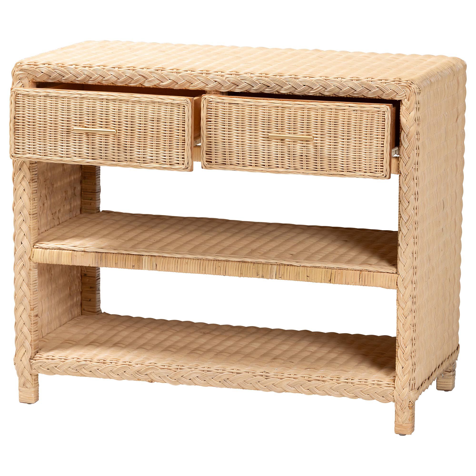 Lanica Braided Natural Rattan Console Table, SUN BLEACHED RATTAN, alternate image number 2