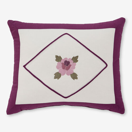 Ava Embroidered Cotton Breakfast Pillow, PLUM, hi-res image number null