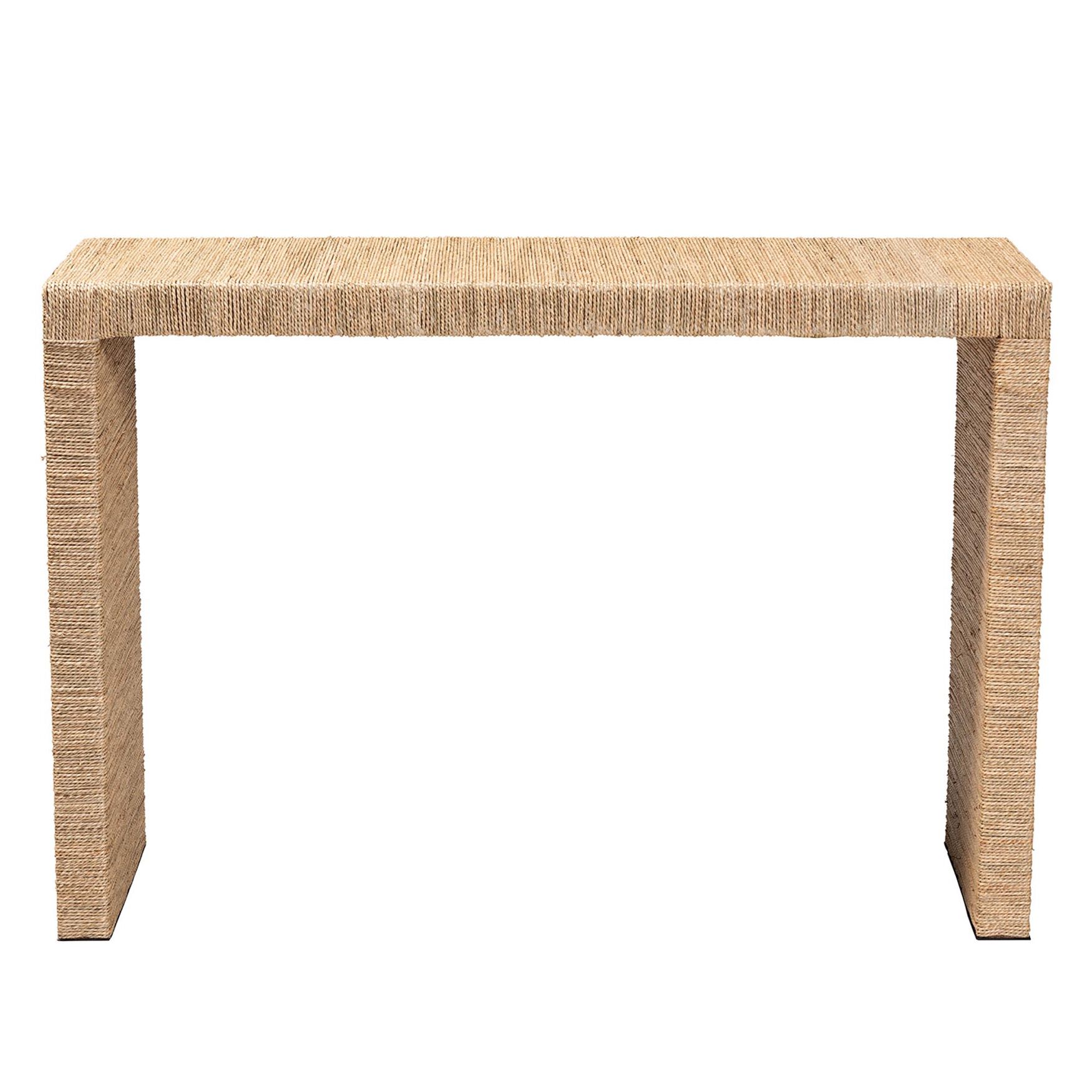 Colandra Modern Bohemian Natural Brown Seagrass And Wood Console Table, , on-hover image number 1