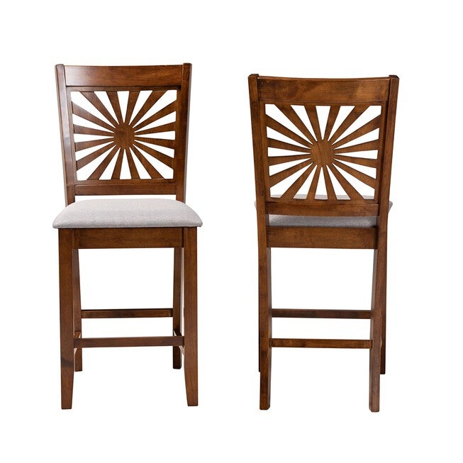 Olympia Modern Beige Fabric And Espresso Brown Finished Wood Counter Stool, , alternate image number null