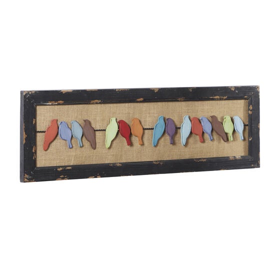 Multi Colored Wood Eclectic Birds Wall Decor, , alternate image number null