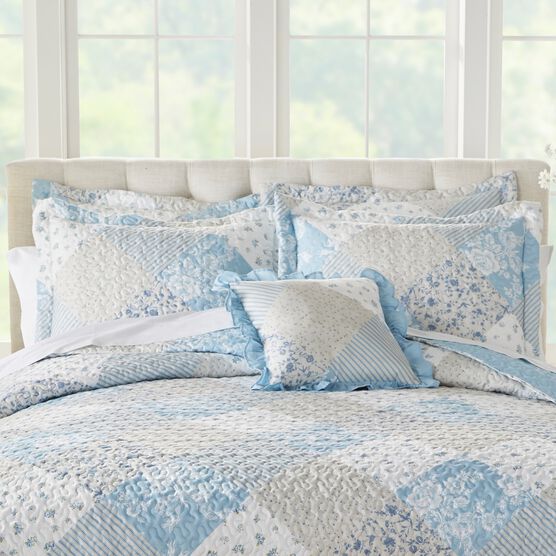 Patchwork 16&quot;Sq. Pillow, LIGHT BLUE