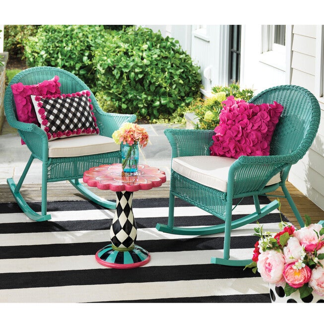 Brylane Roma Rocker Simple Roma All-Weather Rocking Chair, Black | Brylane Home
