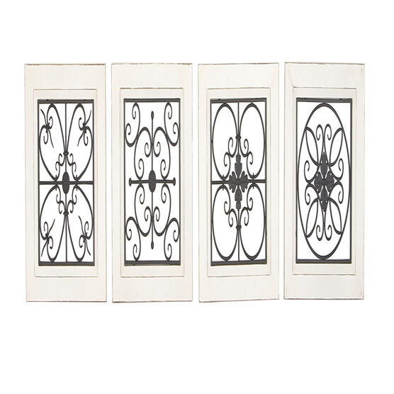 Set Of 4 Black Wood Farmhouse Wall Décor, BLACK, hi-res image number null