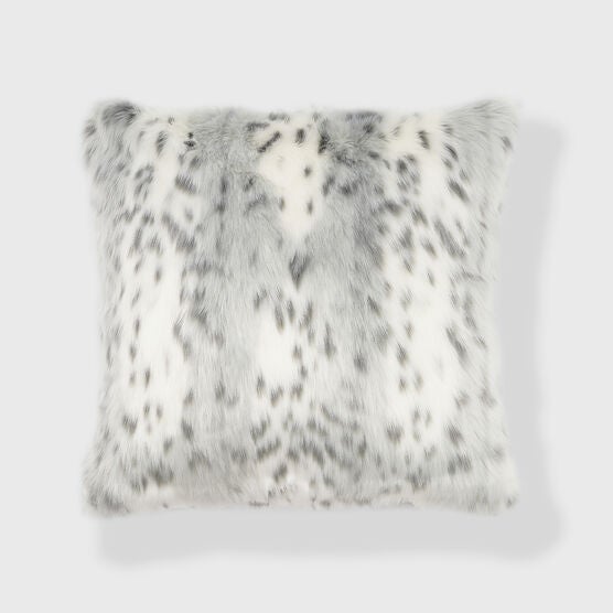 SNOW LEOPARD FAUX FUR PILLOW 20X20 Brylane Home