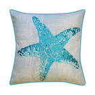 Edie @ Home Indoor/Outdoor Embroidered Starfish Decorative Throw Pillow 18X18, Blue, BLUE, hi-res image number null