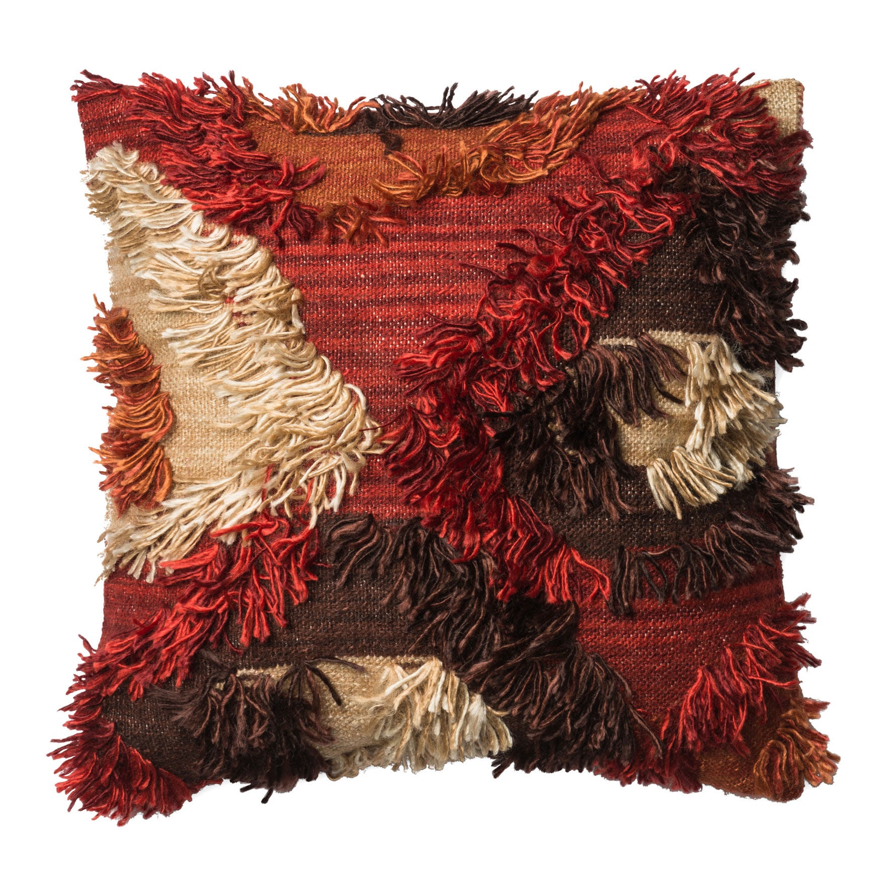 Shaggy Bohemian Fire Decorative Pillow, SPICE, hi-res image number 0