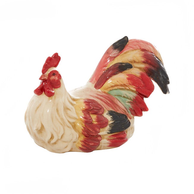 Red Ceramic Farmhouse Birds Garden Sculpture, RED, hi-res image number 0