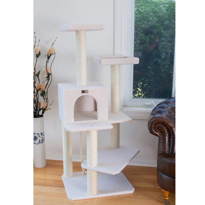Real Wood 57 inches Fleece Covered Cat Tree Climber, , alternate image number null
