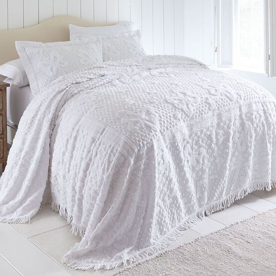 Butterfly Chenille Bedspread, WHITE, hi-res image number null