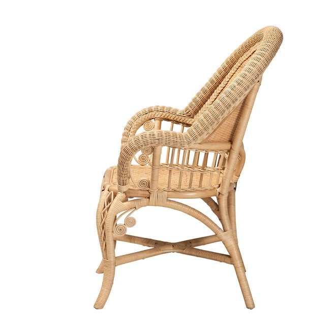 Ratu Modern Bohemian Natural Brown Rattan Accent Chair, , alternate image number null
