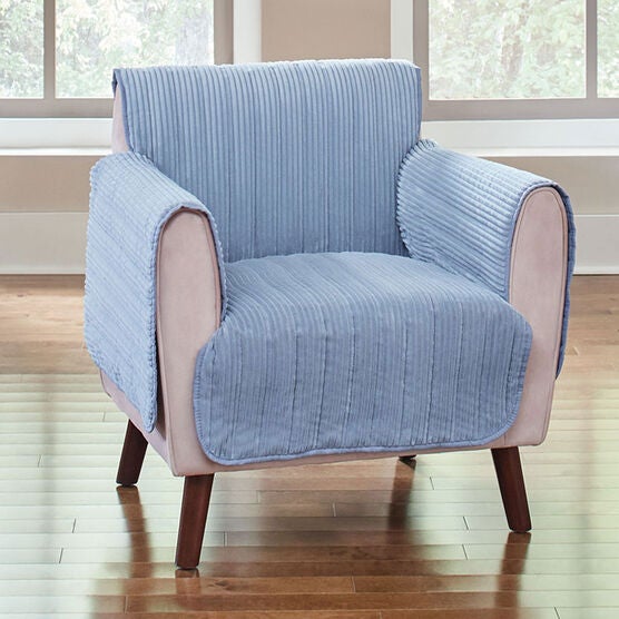 Reversible Plush Stripe Chair Protector, Reversible Plush Stripe Chair Protector,