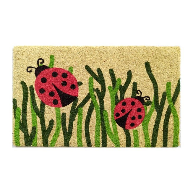 Lady Bugs In Grass Coir Mat With Vinyl Backing Floor Coverings, MULTI, hi-res image number null