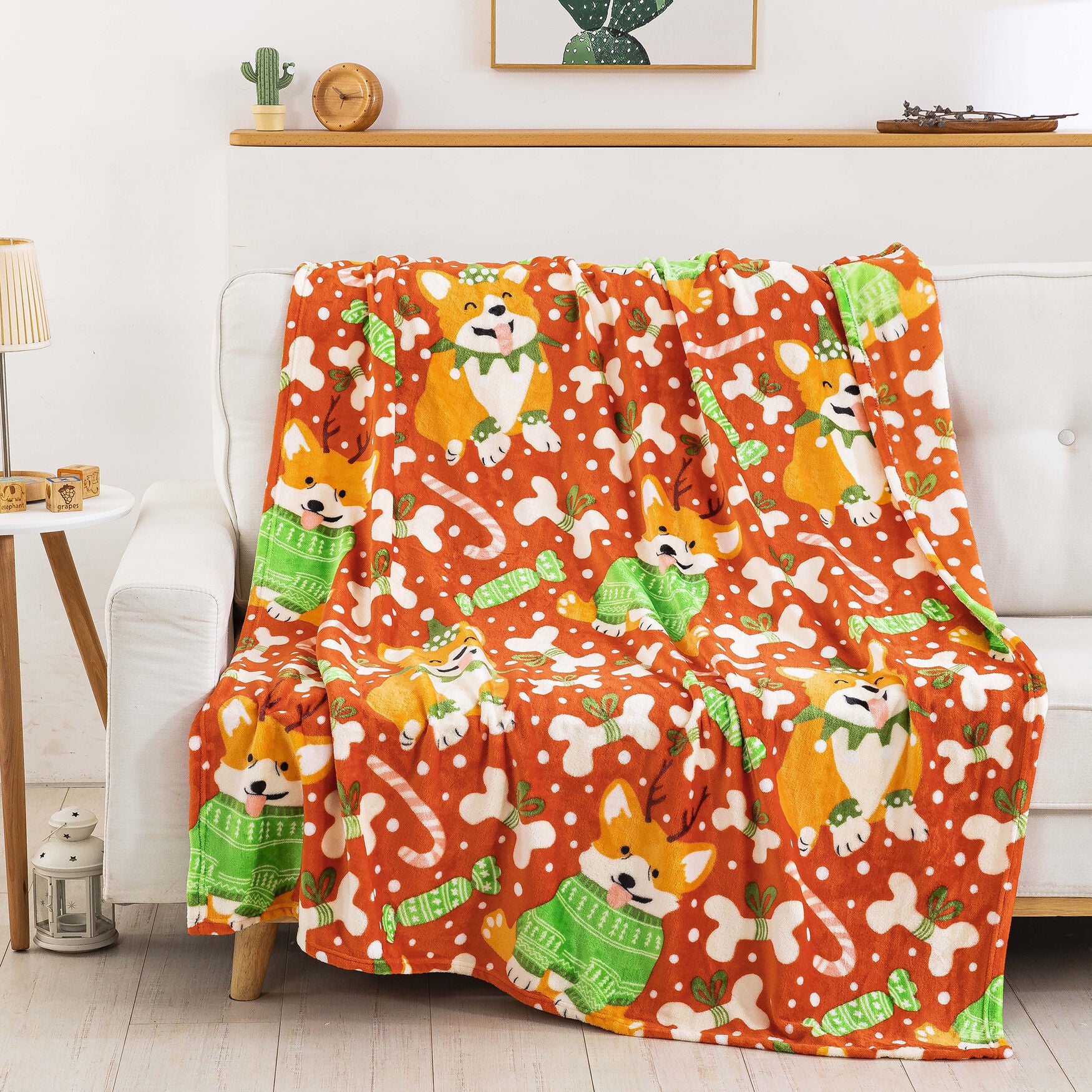 Christmas Corgie Silk Touch Throw, , on-hover image number 1