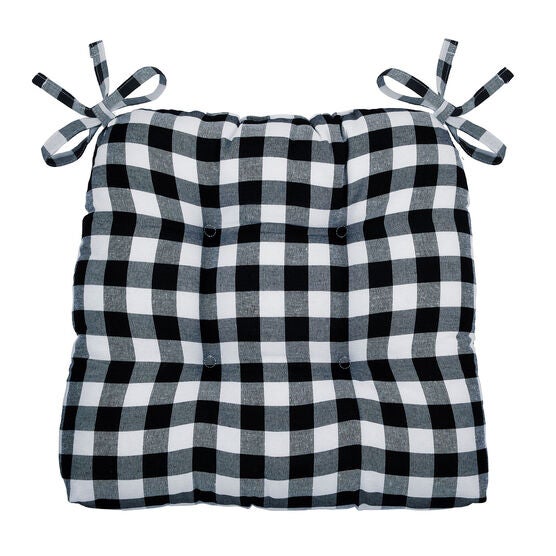 Buffalo Check Tufted Chair Seat Cushions Set of Two, , alternate image number null