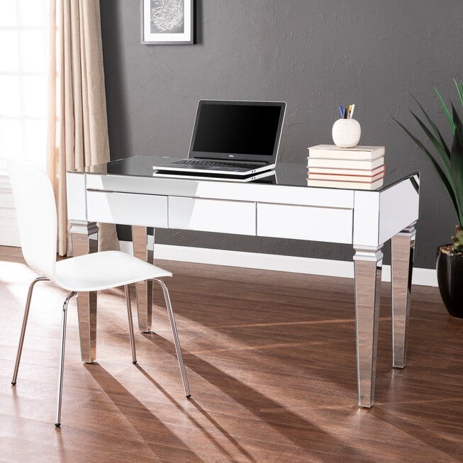 Darien Mirrored Desk, SILVER, hi-res image number 0
