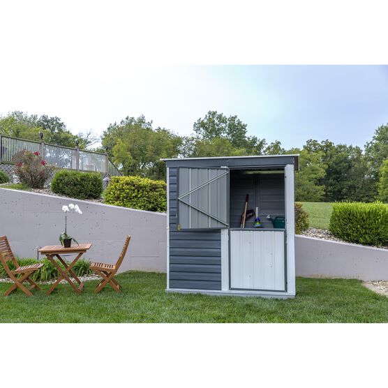 Shed-in-a-Box Steel Storage Shed 6 x 4 ft. Galvanized Charcoal/Cream, , alternate image number null