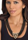 Gold Tone Leopard Beaded Collar Necklace (49mm), Crystal, 20" plus 2", , alternate image number null