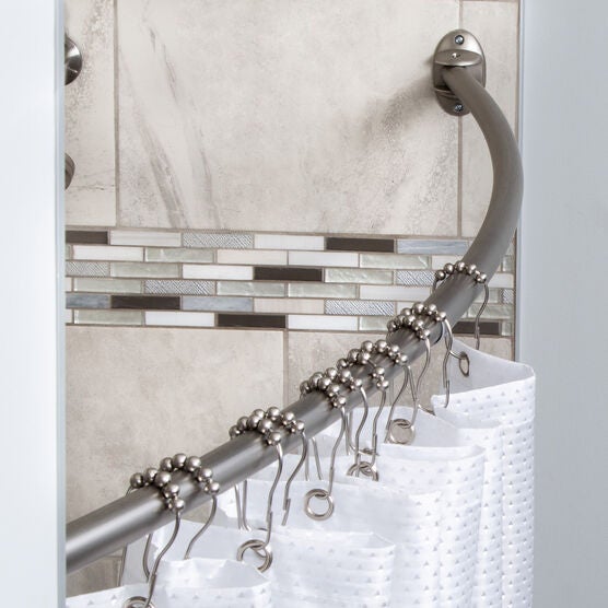 Curved Adjustable Shower Rod, BRUSHED NICKEL, hi-res image number null