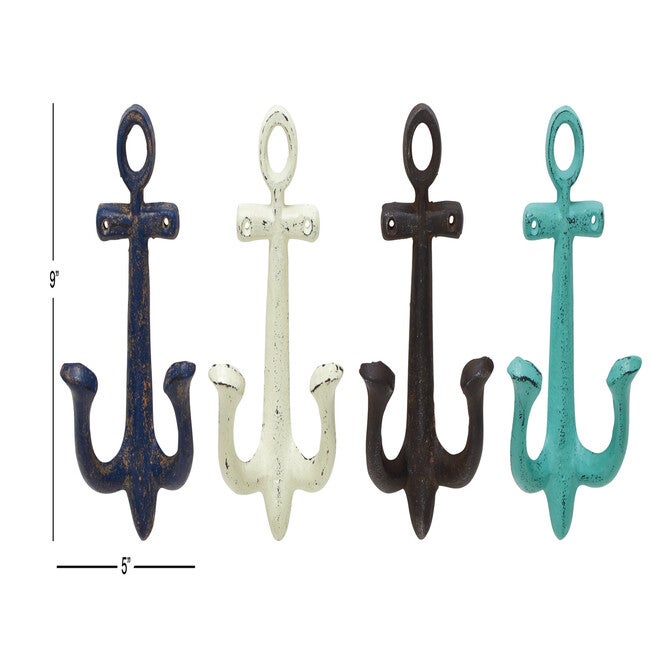 Set Of 4 Multi Colored Metal Coastal Wall Hook Wall Hook, , alternate image number 6