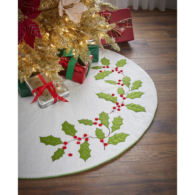 48 inches Faux Tree Skirt, HOLLY, hi-res image number 0