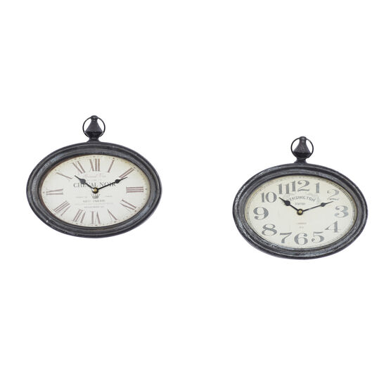Set Of 2 Cream Metal Vintage Wall Clock, CREAM, hi-res image number null